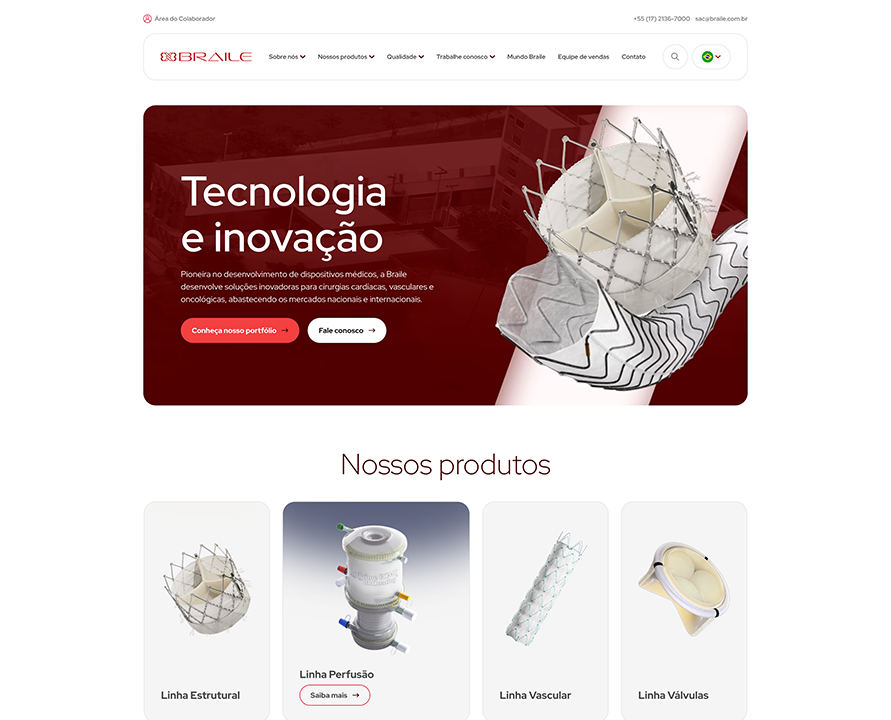 Case Braile — site para fabricante de dispositivos médicos
