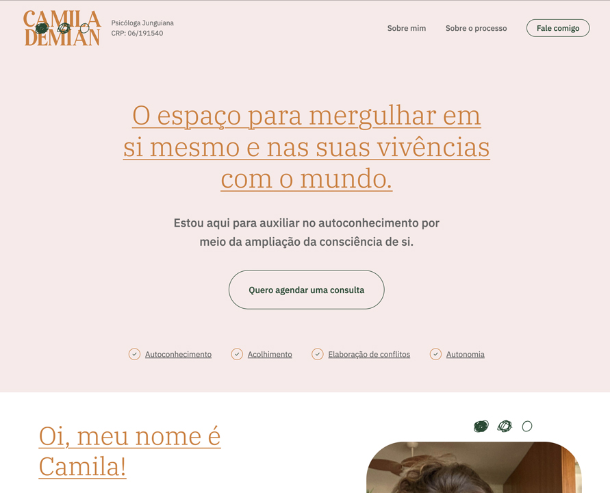 Case Camila Demian — site para psicóloga
