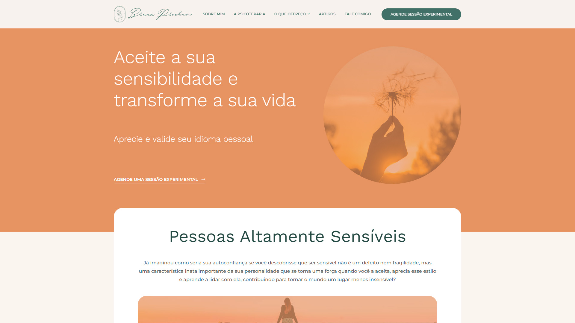 Página inicial do site de Bruna Prochnow